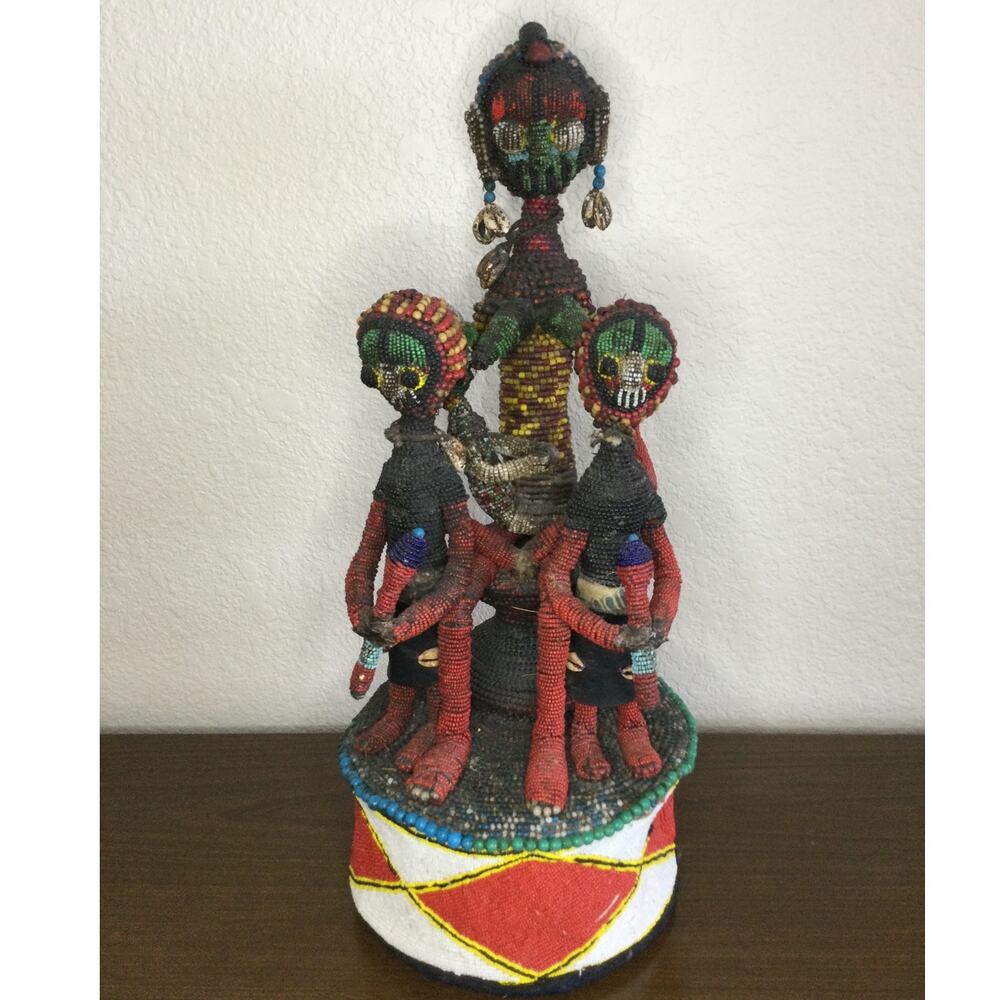 Vintage African Yoruba Tribe Ceremonial Beaded Headdress